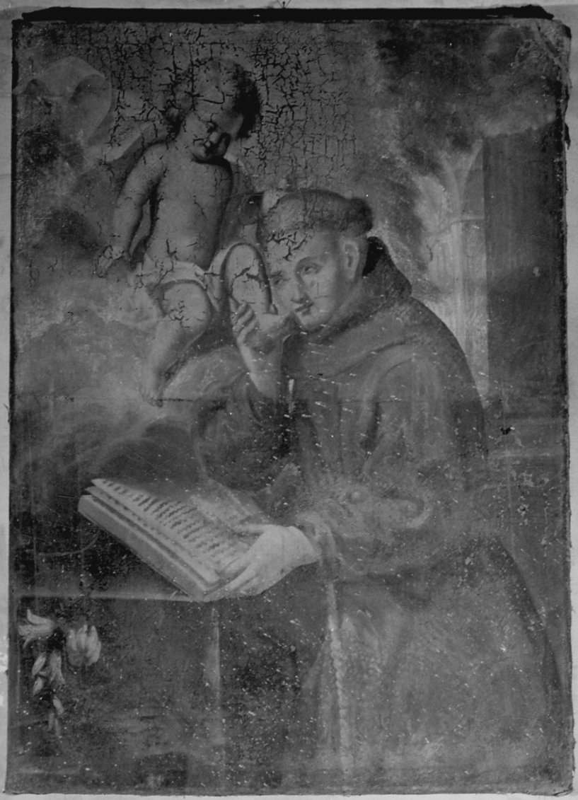 Sant'Antonio da Padova con il bambino (dipinto, opera isolata) - ambito lombardo-piemontese (prima metà sec. XVIII)