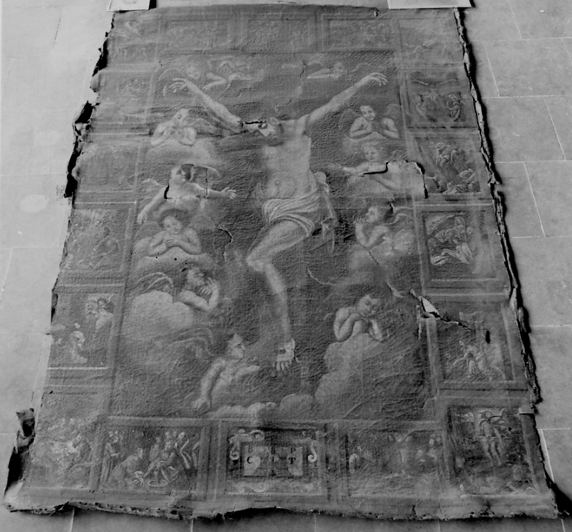 Cristo crocifisso e storie della Passione (dipinto, opera isolata) - ambito novarese (ultimo quarto sec. XVII)