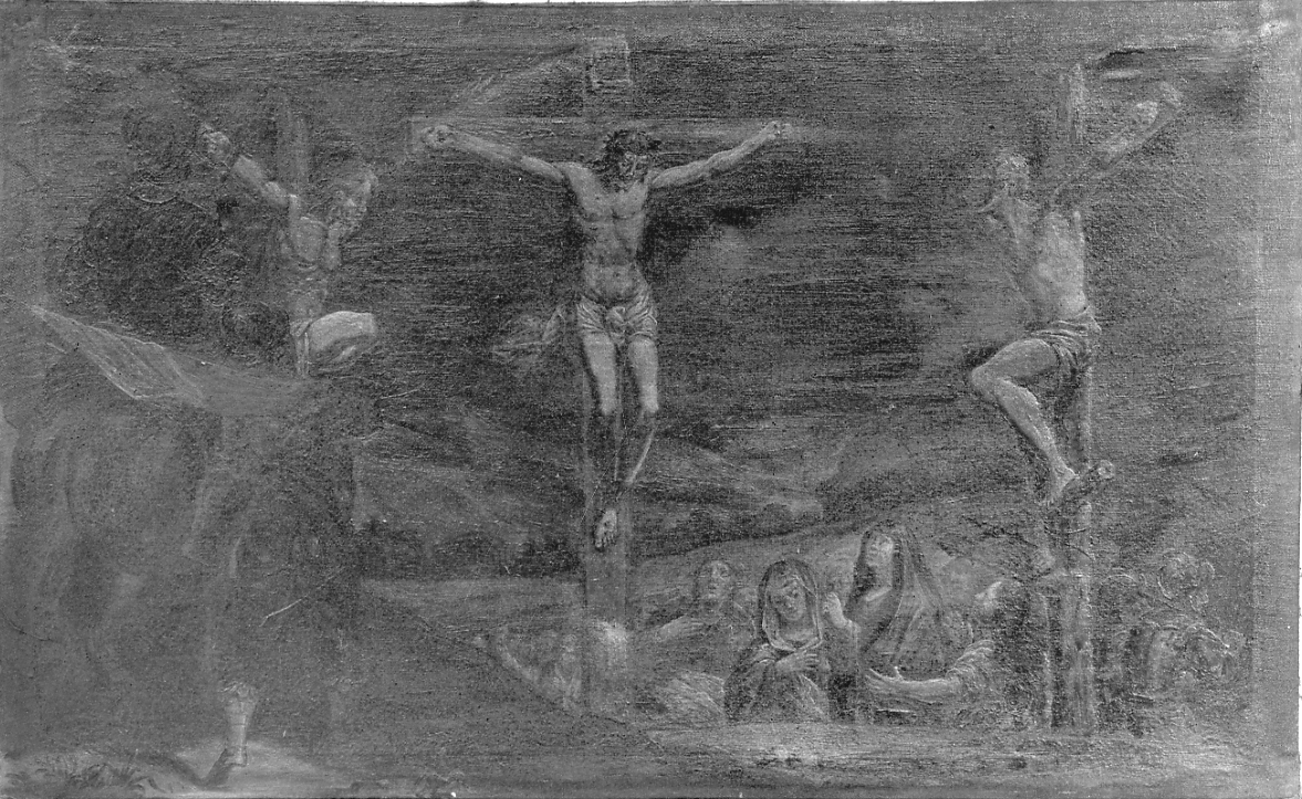 crocifissione di Cristo con i due ladroni (dipinto, opera isolata) - ambito novarese (seconda metà sec. XVII)
