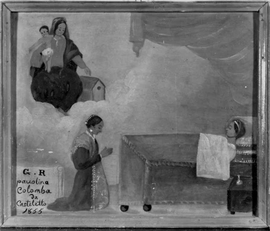 Intervento della Madonna di Loreto per guarigione (ex voto, opera isolata) - ambito novarese (metà sec. XIX)