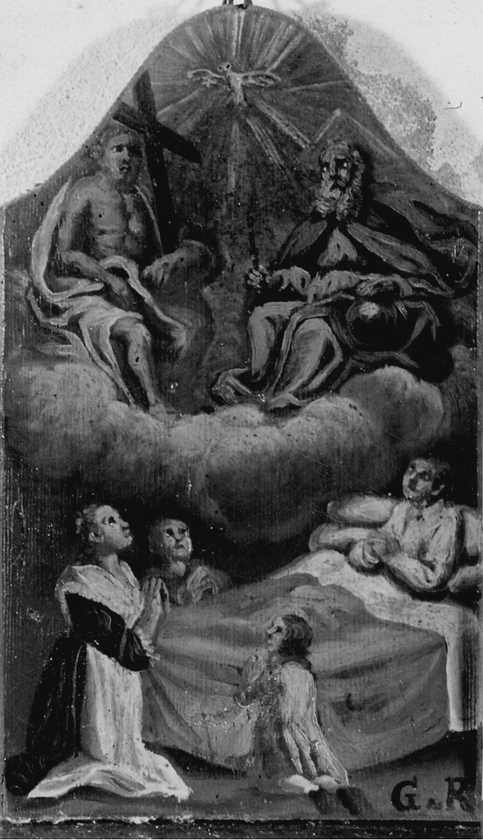 Intervento della Trinità per guarigione (ex voto, opera isolata) - ambito novarese (terzo quarto sec. XIX)