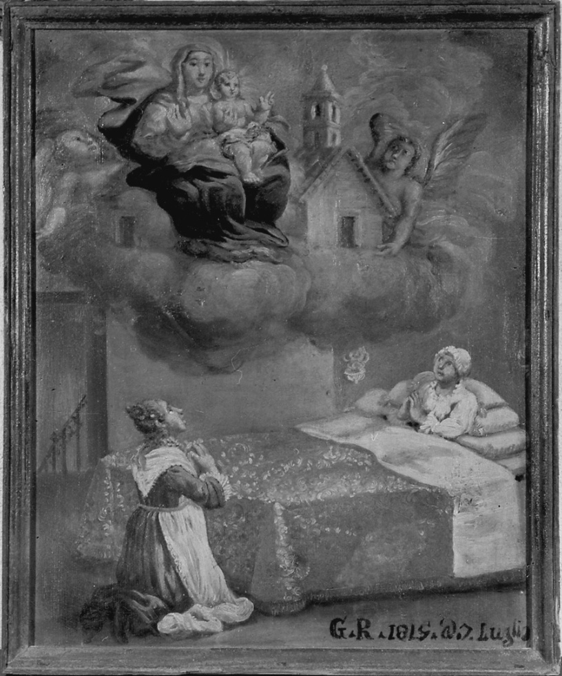 Intervento della Madonna di Loreto per guarigione (ex voto, opera isolata) - ambito novarese (primo quarto sec. XIX)
