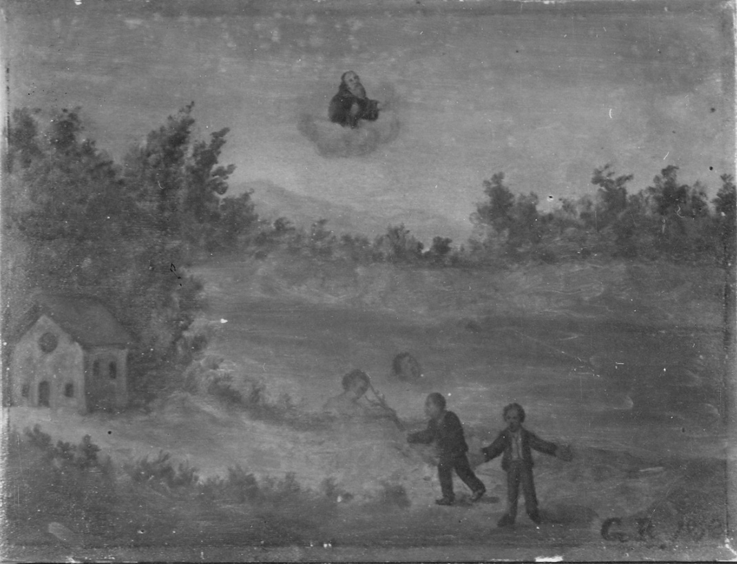 Intervento di Sant'Antonio Abate per sventare un incidente (ex voto, opera isolata) - ambito novarese (ultimo quarto sec. XIX)