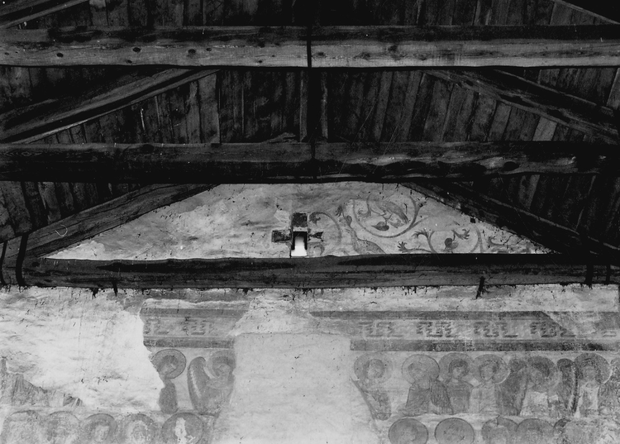 motivi decorativi vegetali con uccelli (dipinto, opera isolata) - ambito lombardo (sec. XI)