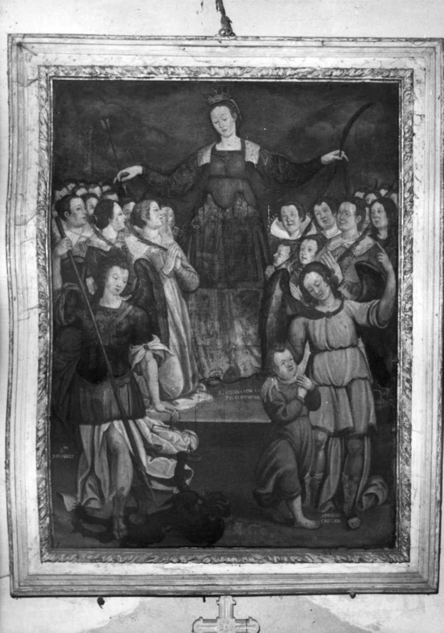 Sant'Orsola con le Vergini, San Michele Arcangelo e l'Angelo Custode (dipinto, opera isolata) - ambito lombardo-piemontese (prima metà sec. XVII)