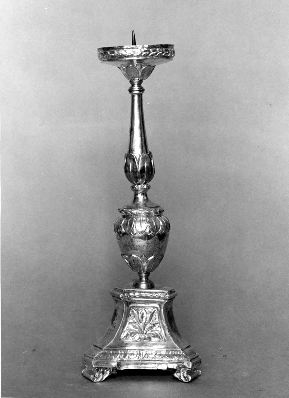 candeliere, opera isolata - bottega novarese (sec. XIX)