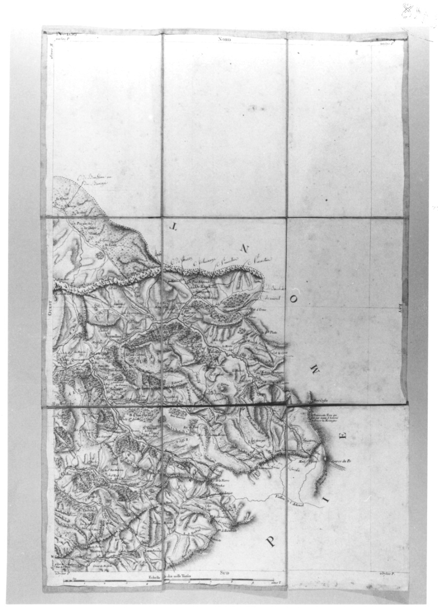 Carta geografica della valle del queiras (disegno, opera isolata) - ambito francese (seconda metà sec. XVIII)