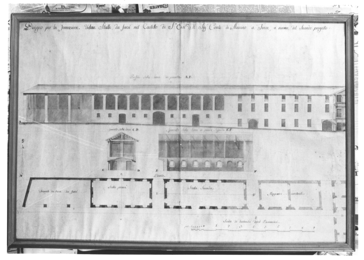 progetto di stalle (disegno, opera isolata) - ambito piemontese (inizio sec. XIX)