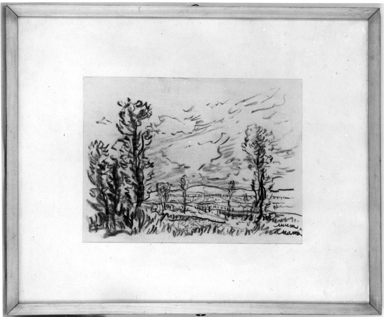 paesaggio con alberi (disegno, opera isolata) di Mussa (seconda metà sec. XX)