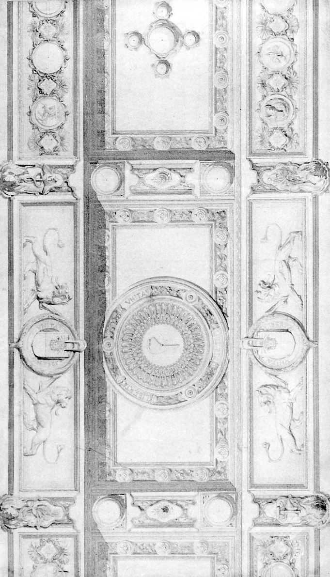 motivi decorativi a cassettoni con animali (disegno, opera isolata) di Casanova Giulio (primo quarto sec. XX)