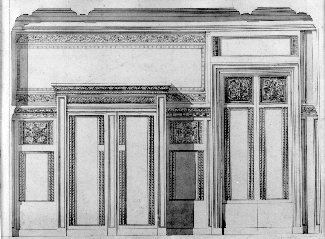 progetto di decorazione di una stanza (disegno, opera isolata) di Casanova Giulio (primo quarto sec. XX)