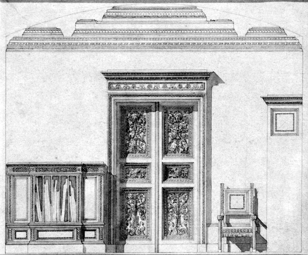 progetto di decorazione di una stanza (disegno) di Casanova Giulio (primo quarto sec. XX)