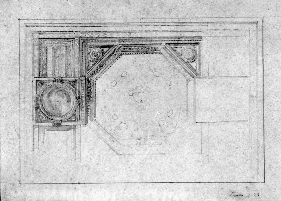 progetto di soffitto (disegno, opera isolata) di Casanova Giulio (primo quarto sec. XX)