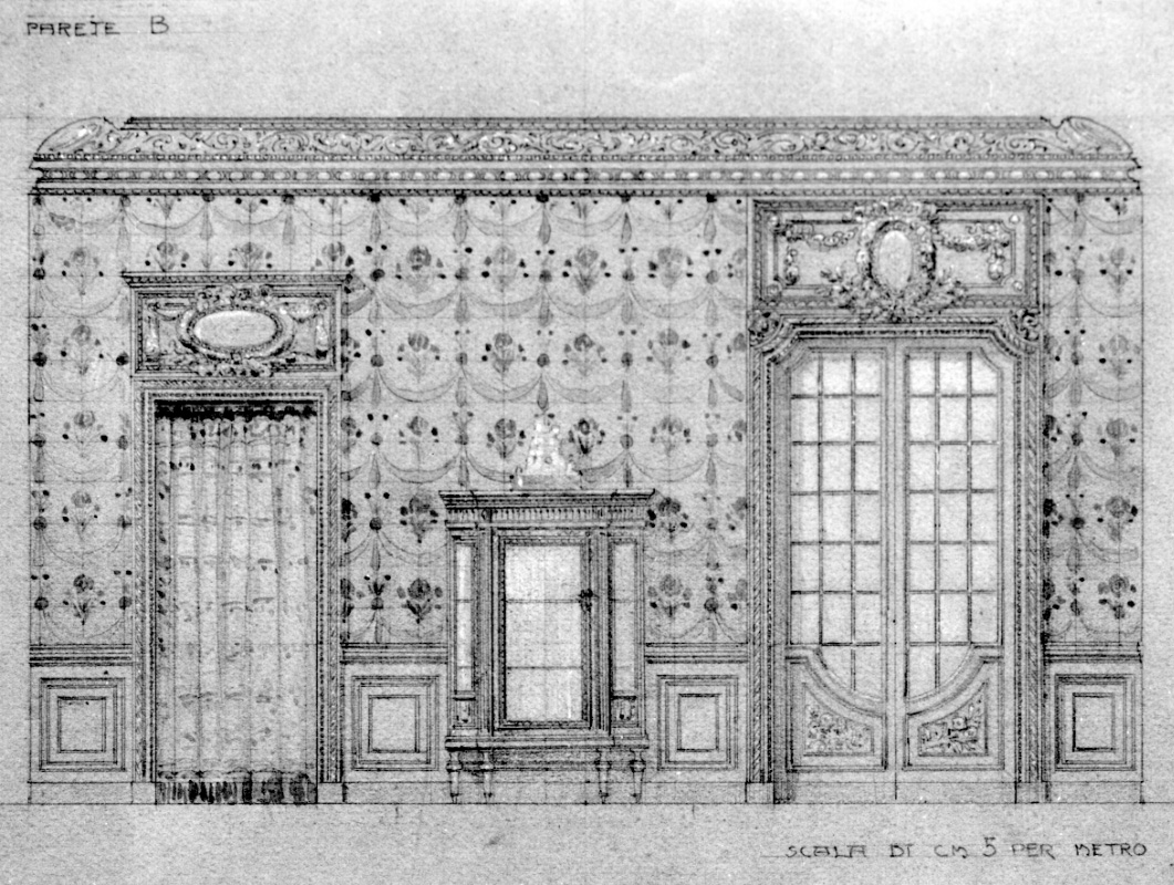 progetto di decorazione di una stanza (disegno, opera isolata) di Casanova Giulio (primo quarto sec. XX)