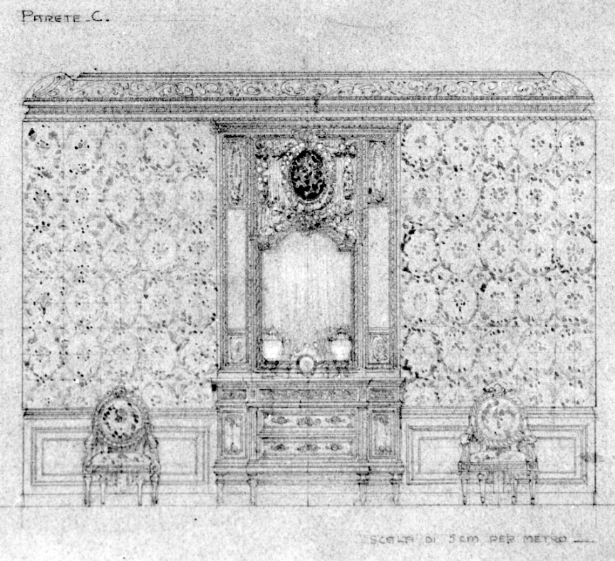 progetto di decorazione di una stanza (disegno, opera isolata) di Casanova Giulio (primo quarto sec. XX)