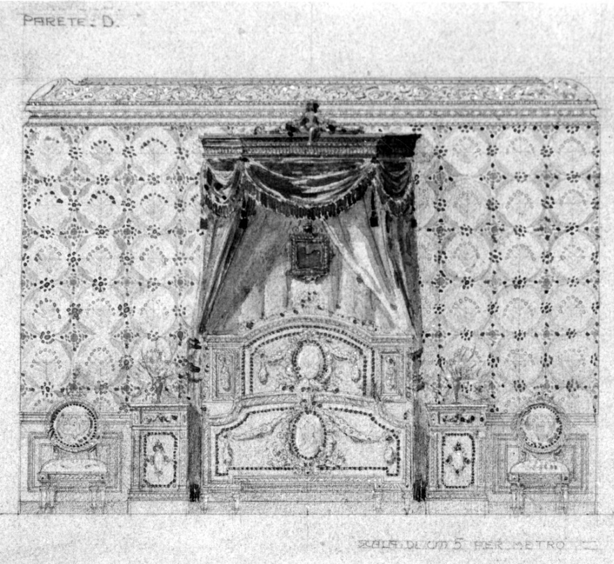 progetto di decorazione di una stanza (disegno, opera isolata) di Casanova Giulio (primo quarto sec. XX)