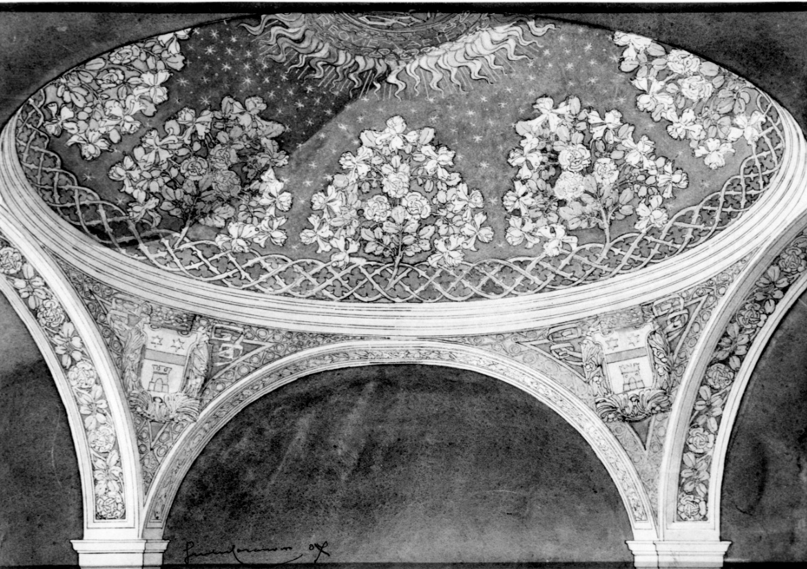 progetto di decorazione per cupola di cappella funeraria (disegno, opera isolata) di Casanova Giulio (sec. XX)