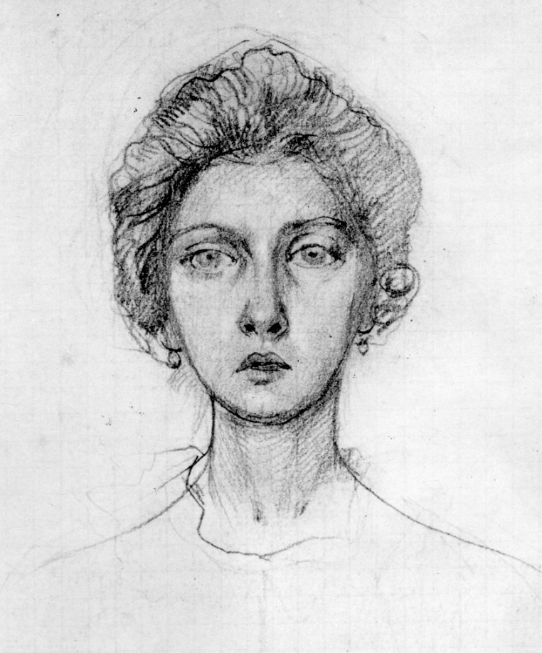 volto femminile (disegno, opera isolata) di Casanova Giulio (primo quarto sec. XX)