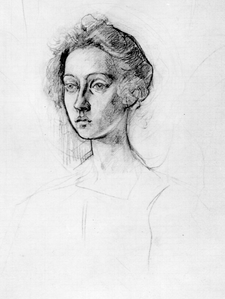 volto femminile (disegno, opera isolata) di Casanova Giulio (primo quarto sec. XX)
