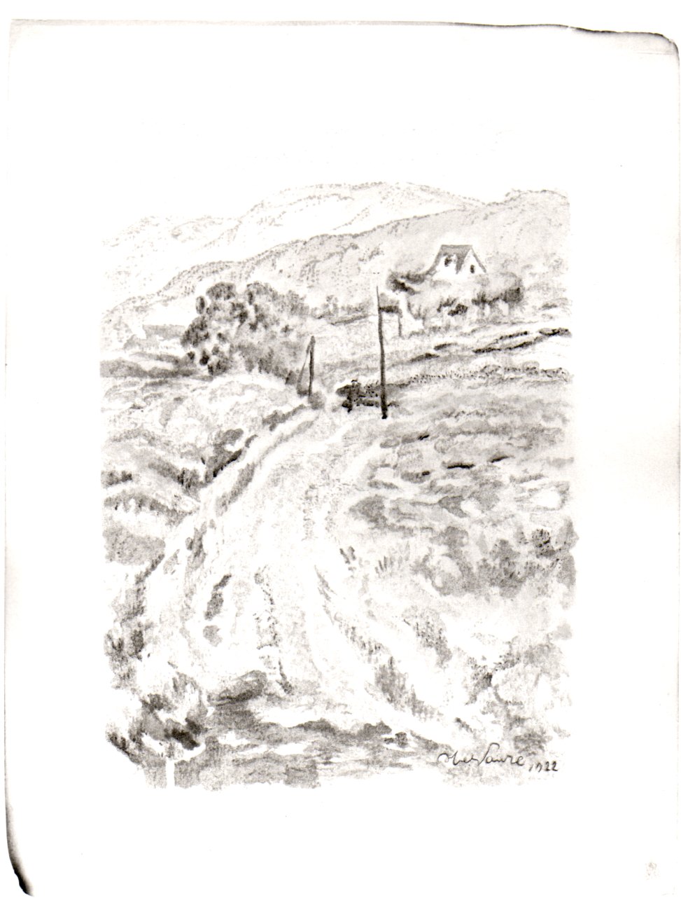 paesaggio rurale (disegno, opera isolata) di Sbevaure (primo quarto sec. XX)