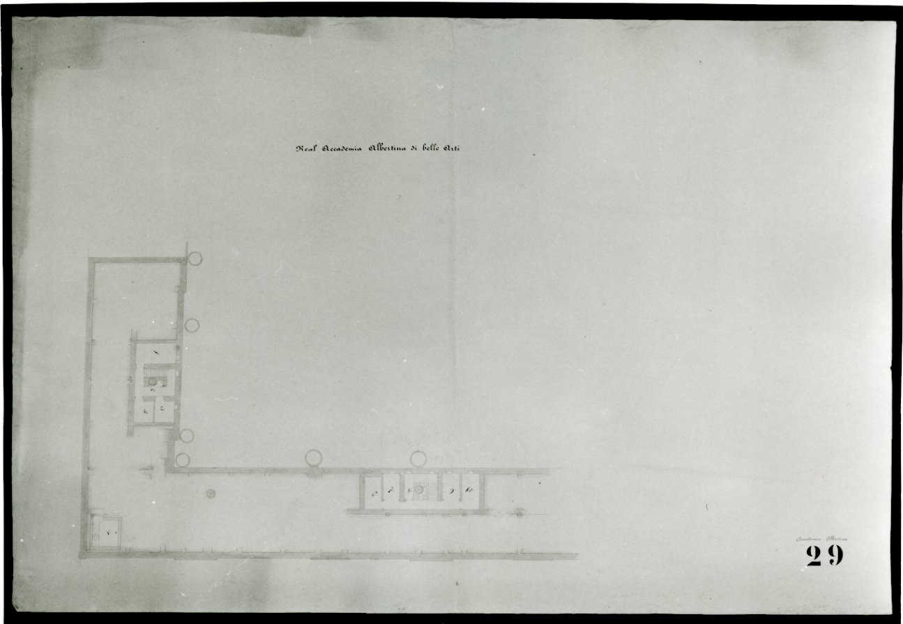 progetto di pianta dei sotterranei della Accademia Albertina di Belle Arti di Torino (disegno, opera isolata) - ambito piemontese (metà sec. XIX)