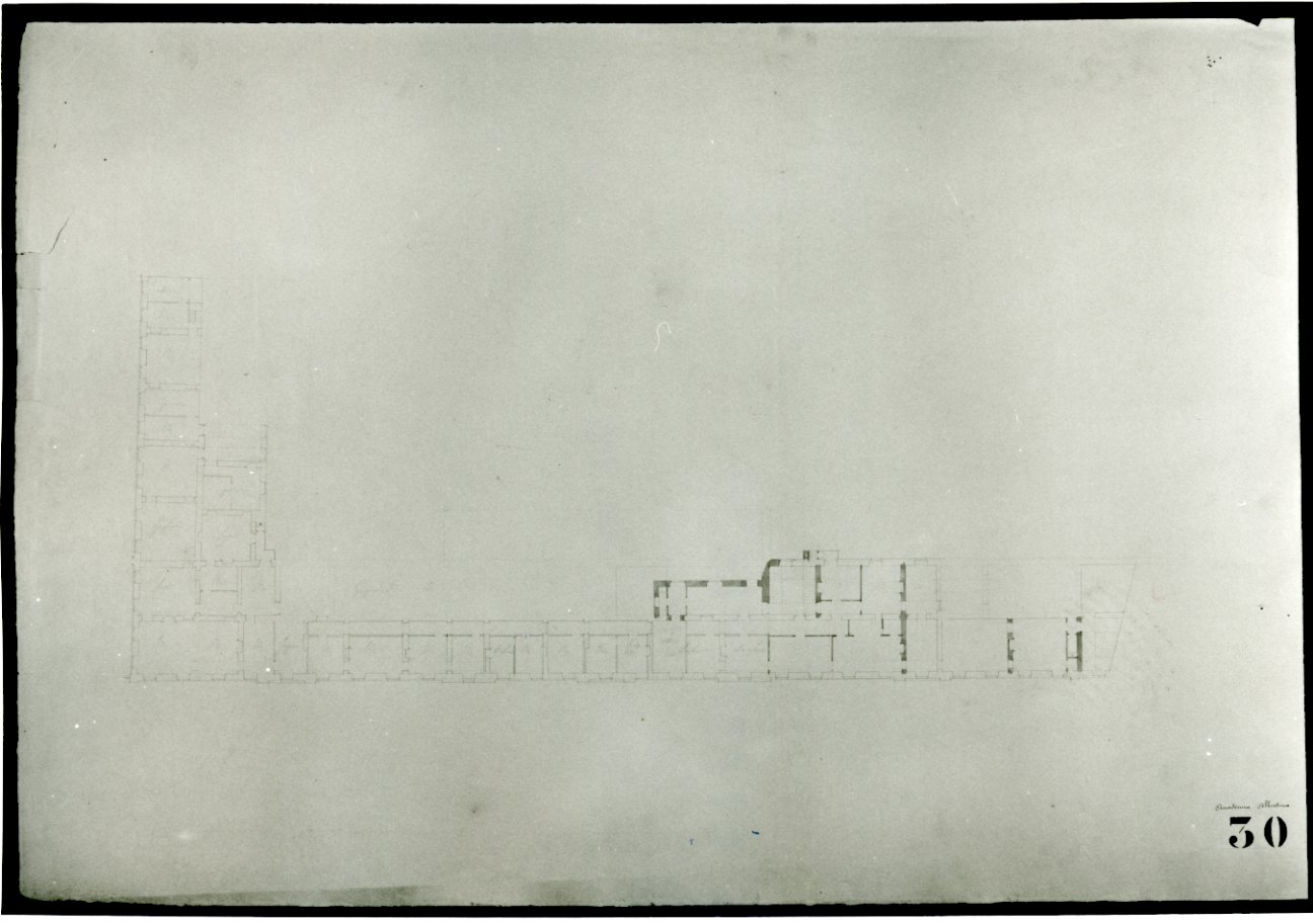 progetto di pianta di un piano della Accademia Albertina di Belle Arti di Torino (disegno, opera isolata) - ambito piemontese (metà sec. XIX)