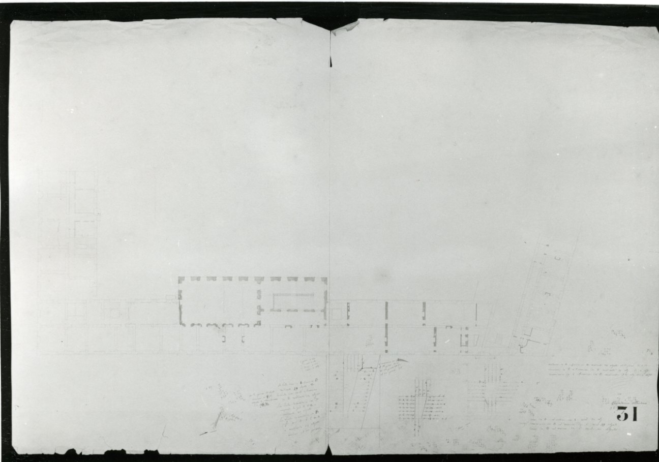 progetto di pianta di un piano della Accademia Albertina di Belle Arti di Torino (disegno, opera isolata) - ambito piemontese (metà sec. XIX)