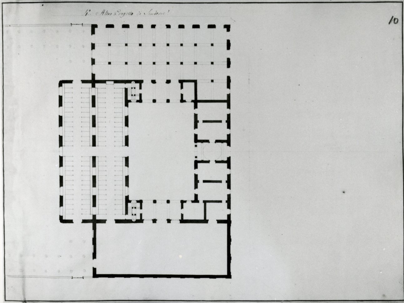 progetto di pianta delle scuderie del Principe di Carignano (disegno) di Castelli Filippo (sec. XVIII)