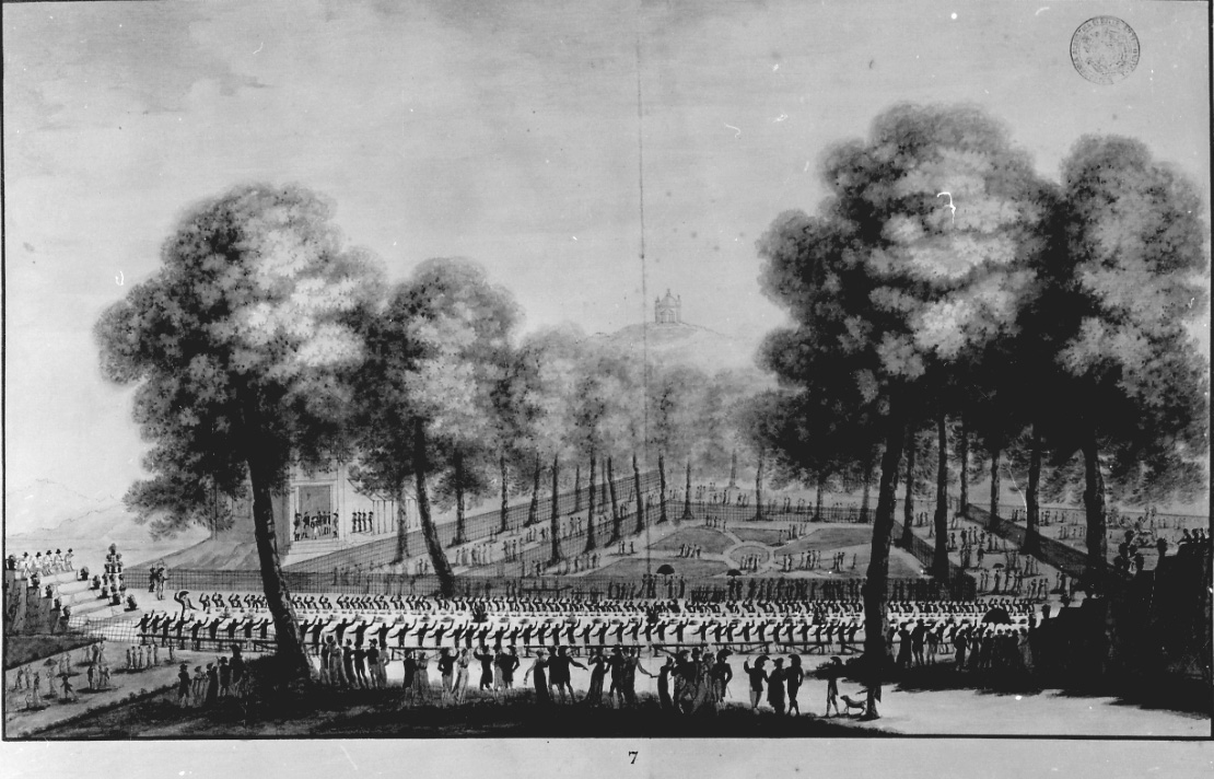banchetto offerto da Camillo Borghese alla sua Guardia (disegno, opera isolata) di Monticone Giuseppe (primo quarto sec. XIX)
