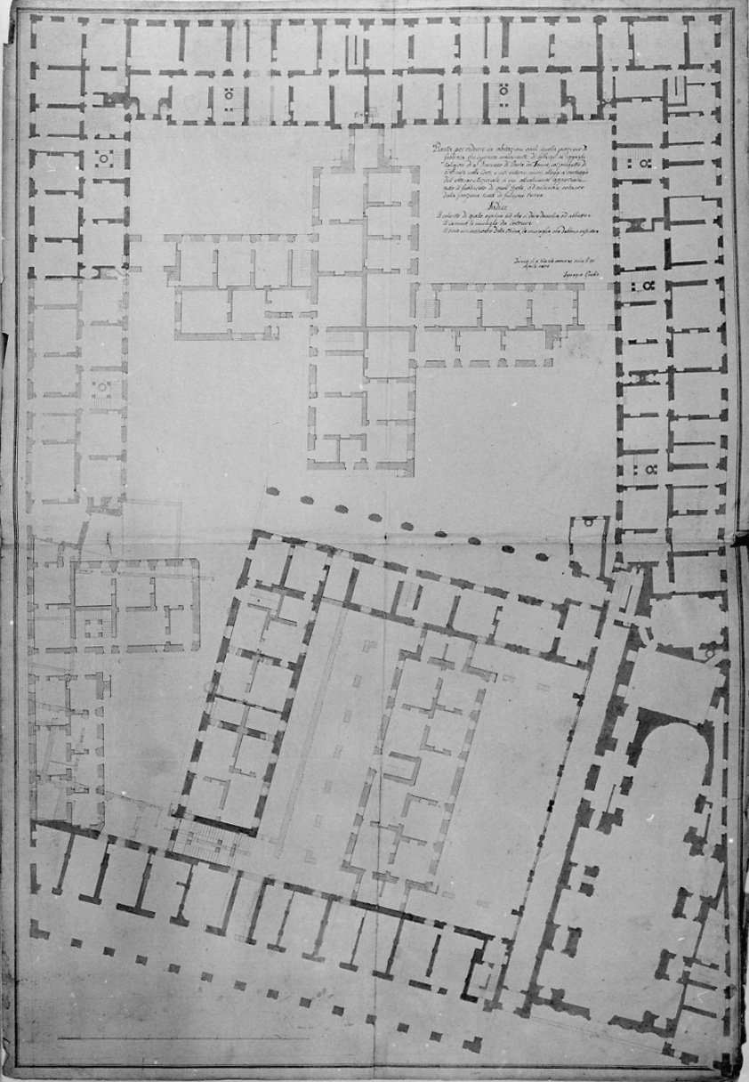 pianta dell'isolato della chiesa di San Francesco da Paola di Torino (disegno, opera isolata) di Giulio Ignazio (sec. XIX)