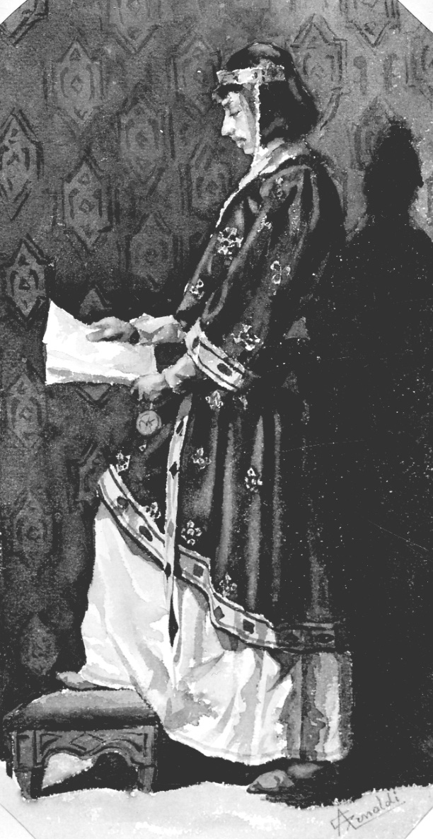 figura maschile in costume storico (disegno, opera isolata) di Arnoldi G (ultimo quarto sec. XIX)