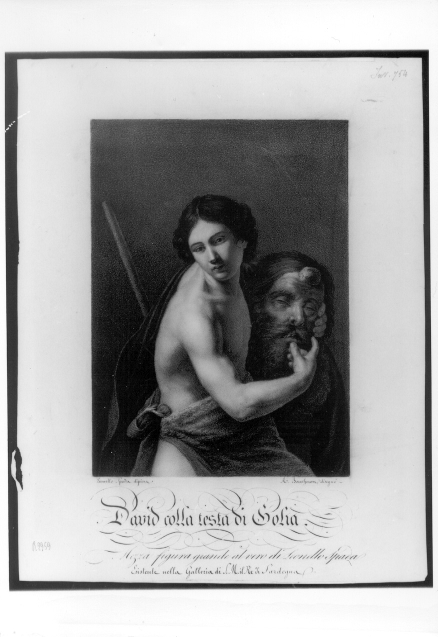 David con la testa di Golia (disegno, opera isolata) di Boucheron Angelo Michele (secondo quarto sec. XIX)