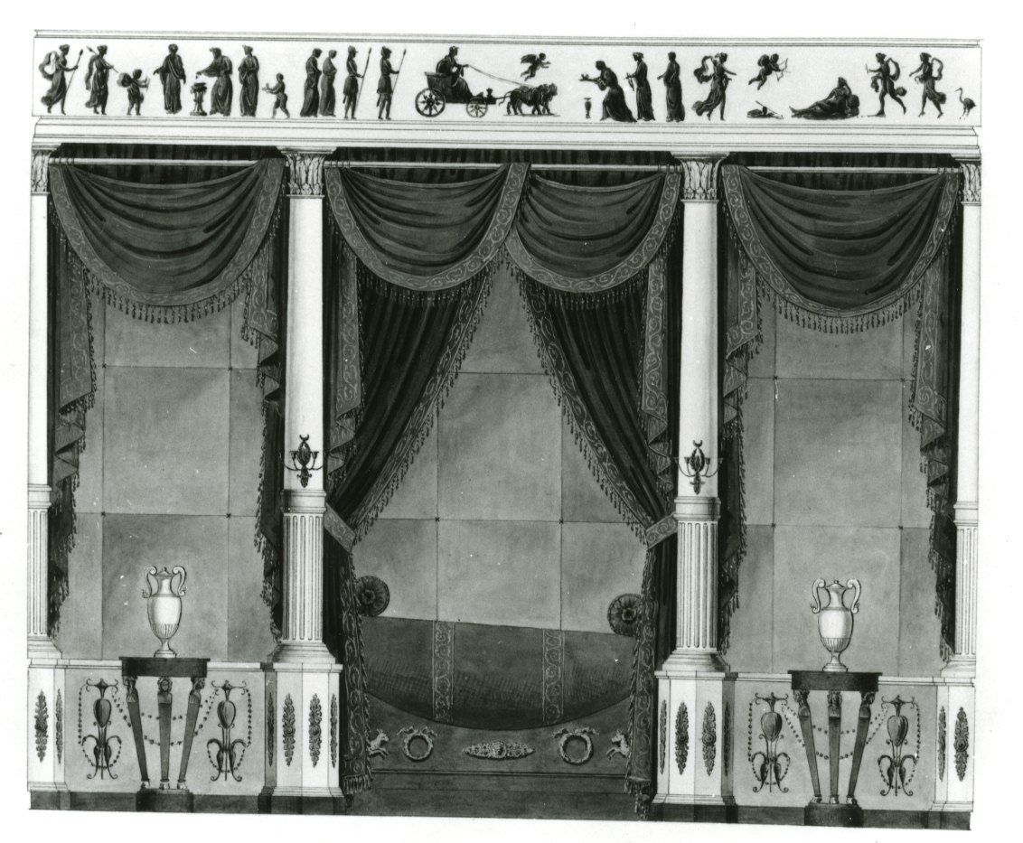 progetto di parete di camera da letto del palazzo Falletti di Barolo a Torino (disegno, opera isolata) - ambito piemontese (inizio sec. XIX)