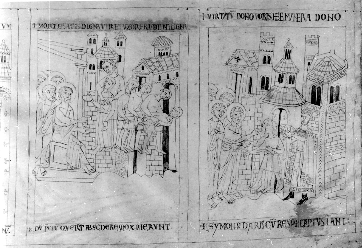 offerta di Simone Mago (disegno, elemento d'insieme) - ambito vercellese (fine/inizio secc. XII/ XIII)