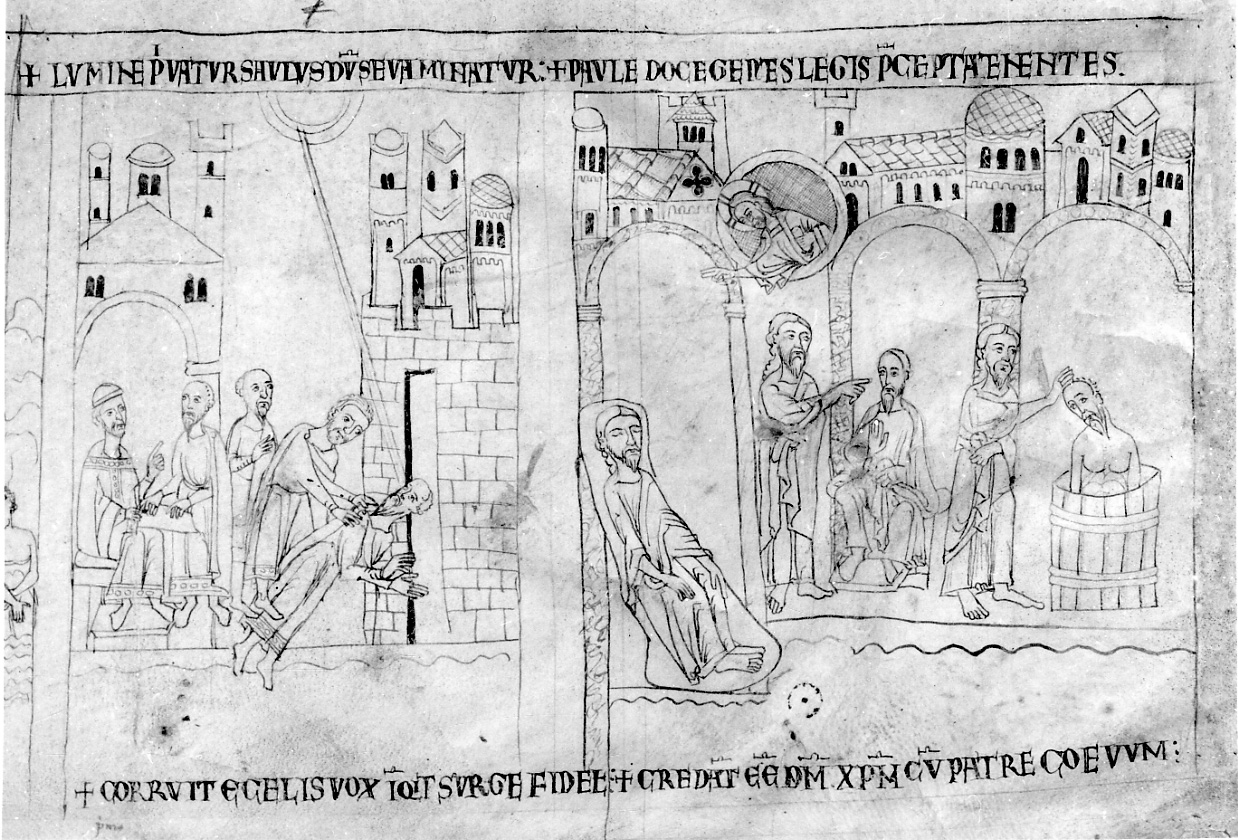 conversione di San Paolo (disegno, elemento d'insieme) - ambito vercellese (fine/inizio secc. XII/ XIII)
