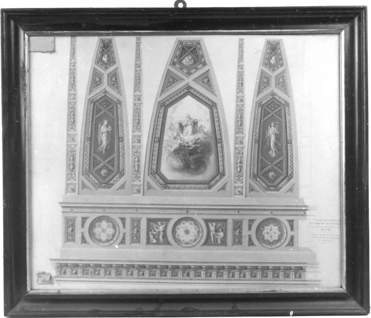 angeli e motivi decorativi fitomorfi (disegno, opera isolata) di Costa Carlo (ultimo quarto sec. XIX)