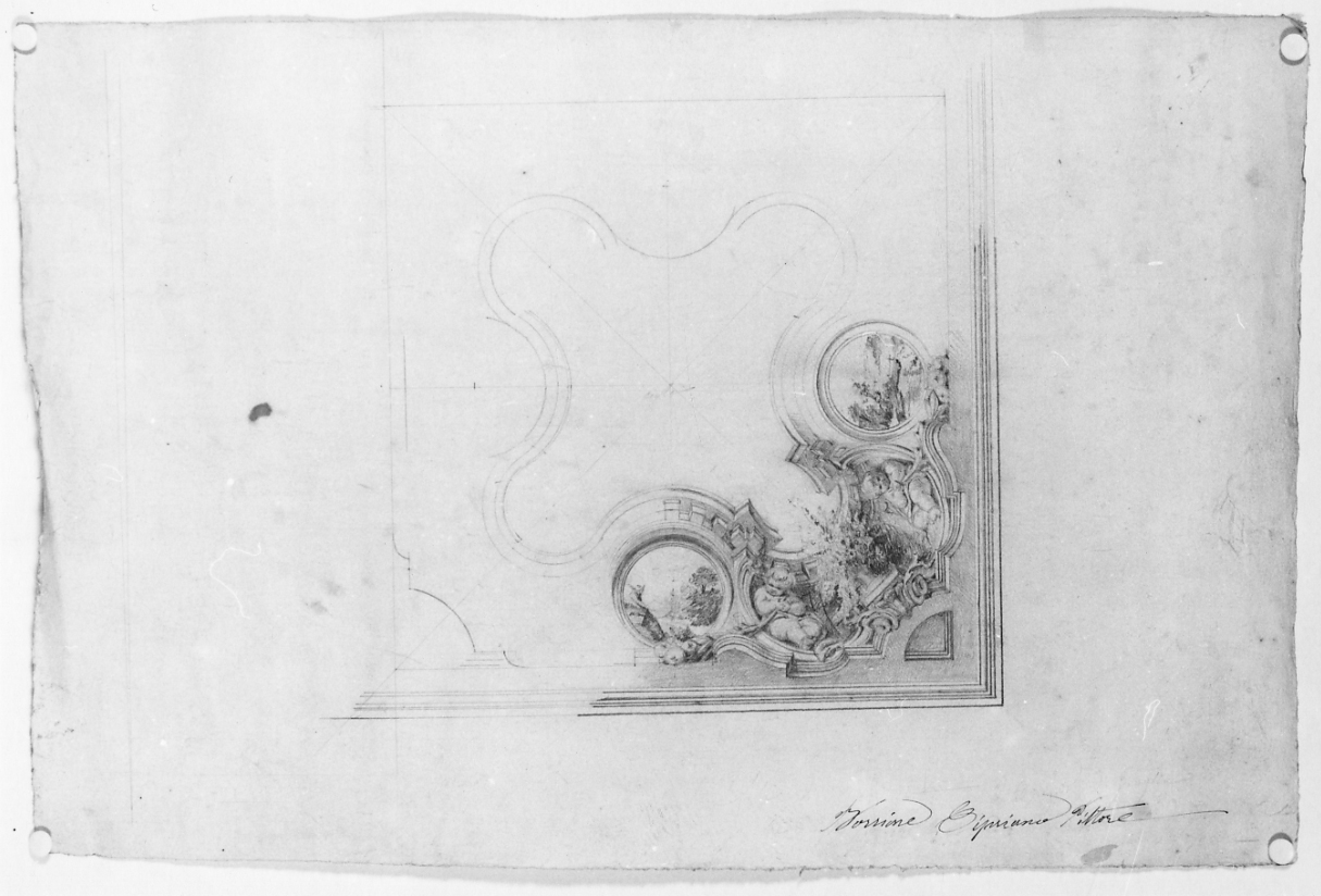 progetto per la volta della camera dell'Ospizio di Graglia (disegno, opera isolata) di Borrione Cipriano (sec. XIX)