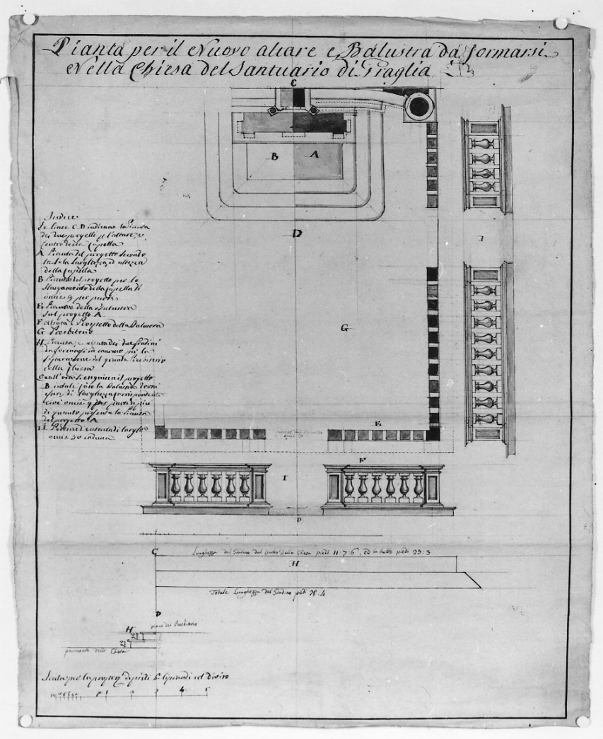 Progetto per nuovo altare e balaustra del Santuario di Graglia, progetto di altare (disegno, opera isolata) - ambito piemontese (prima metà sec. XIX)