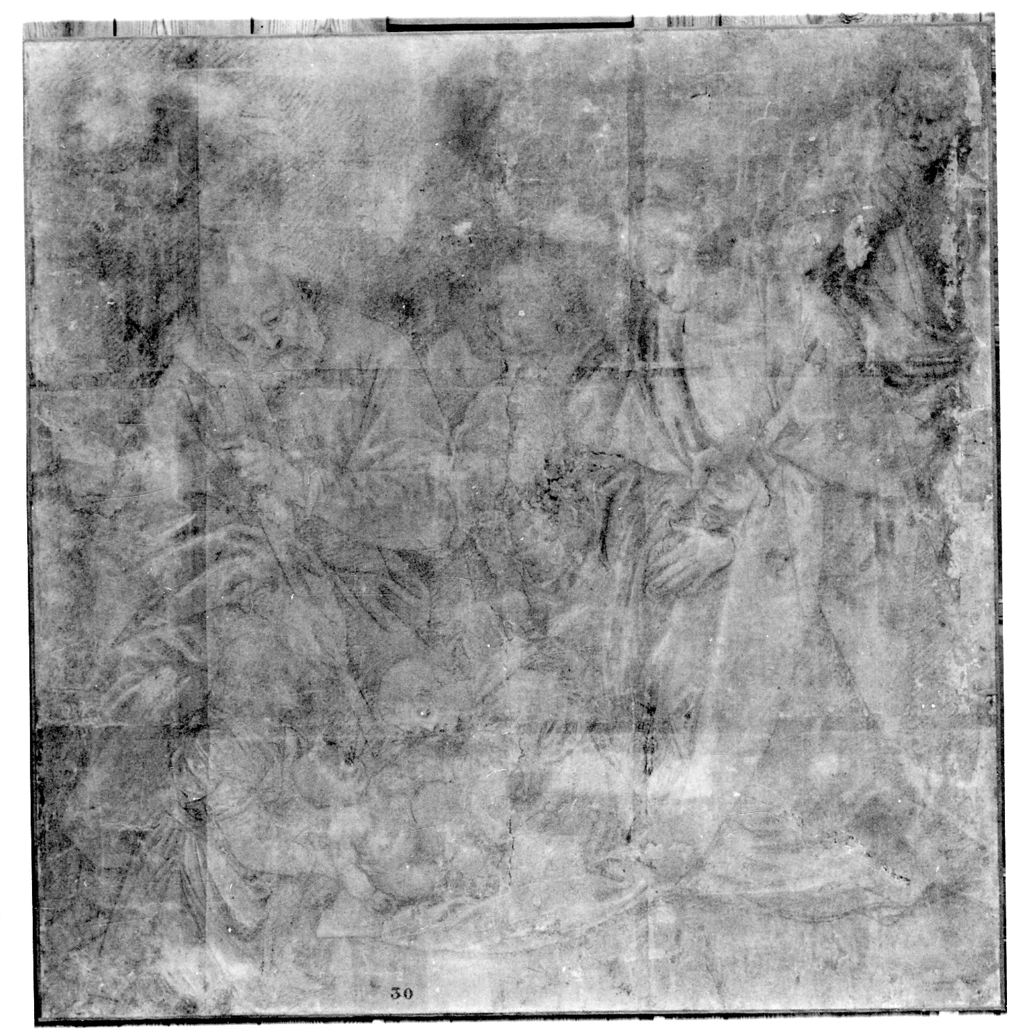adorazione di Gesù Bambino (disegno, opera isolata) di Giovenone Gerolamo (bottega) (terzo quarto sec. XVI)