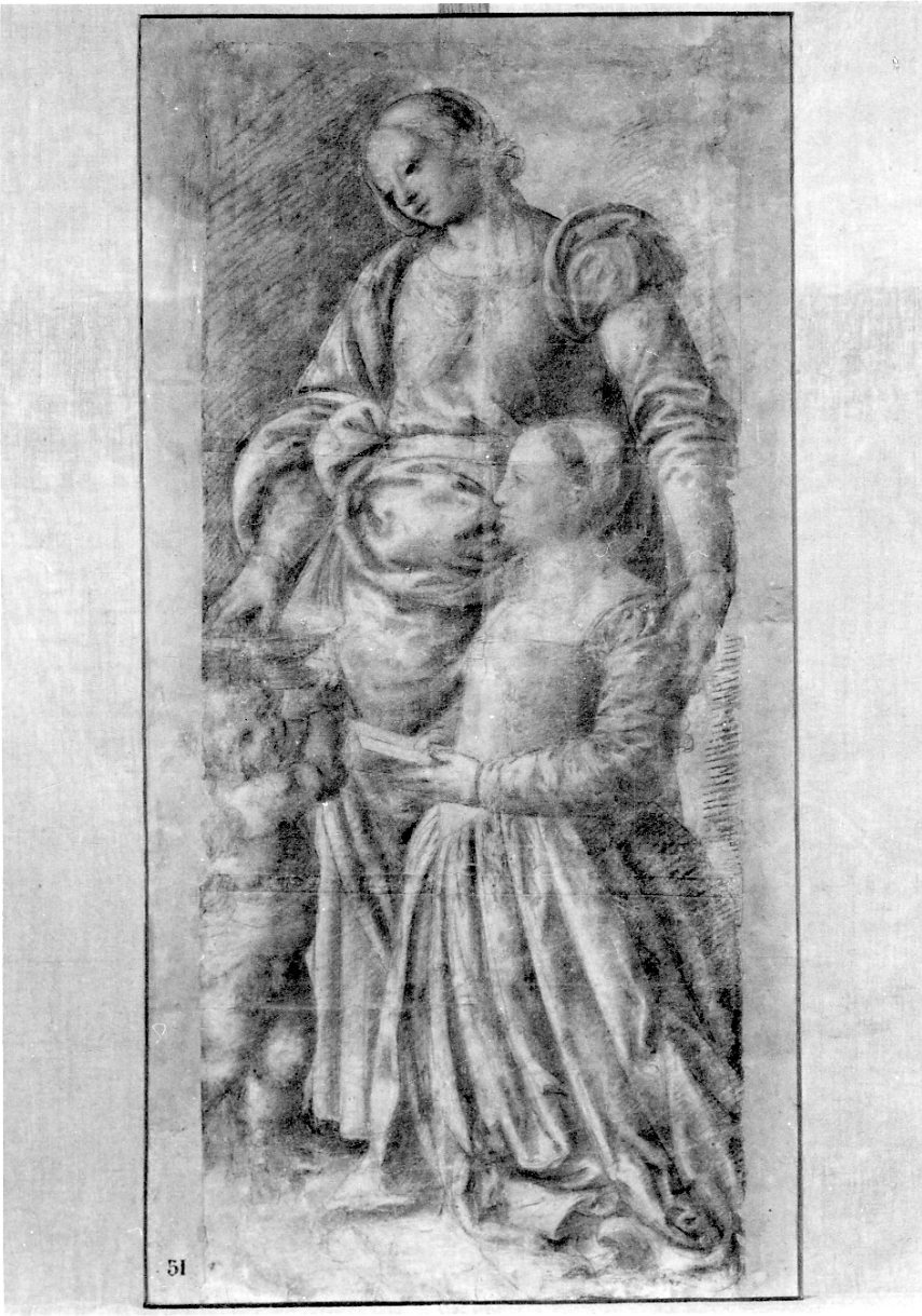 Santa Dorotea e una devota (disegno, opera isolata) di Giovenone Giovanni Battista (attribuito) (secondo quarto sec. XVI)