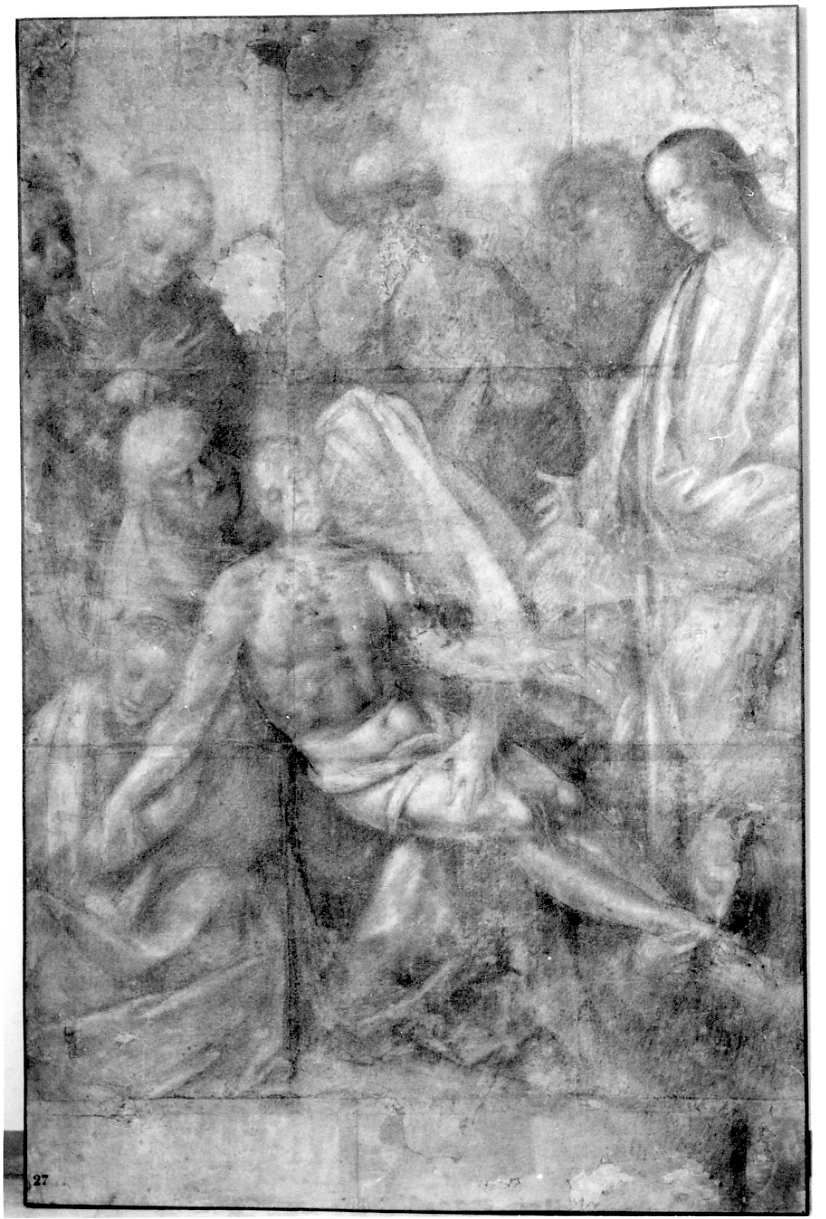 compianto sul Cristo morto (disegno, opera isolata) di Lanino Bernardino (metà sec. XVI)