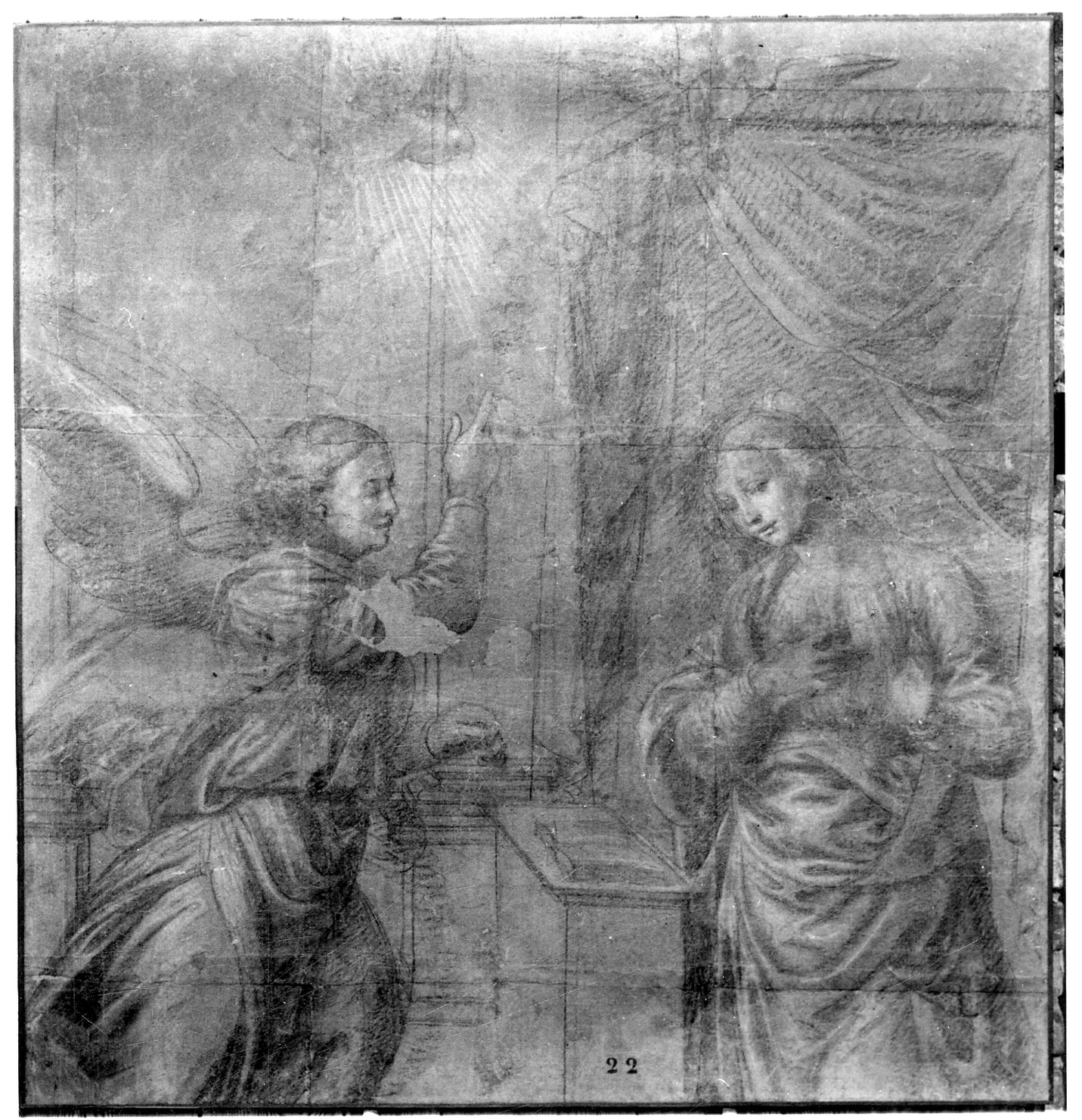 Annunciazione (disegno, opera isolata) di Giovenone Giuseppe il Giovane (terzo quarto sec. XVI)