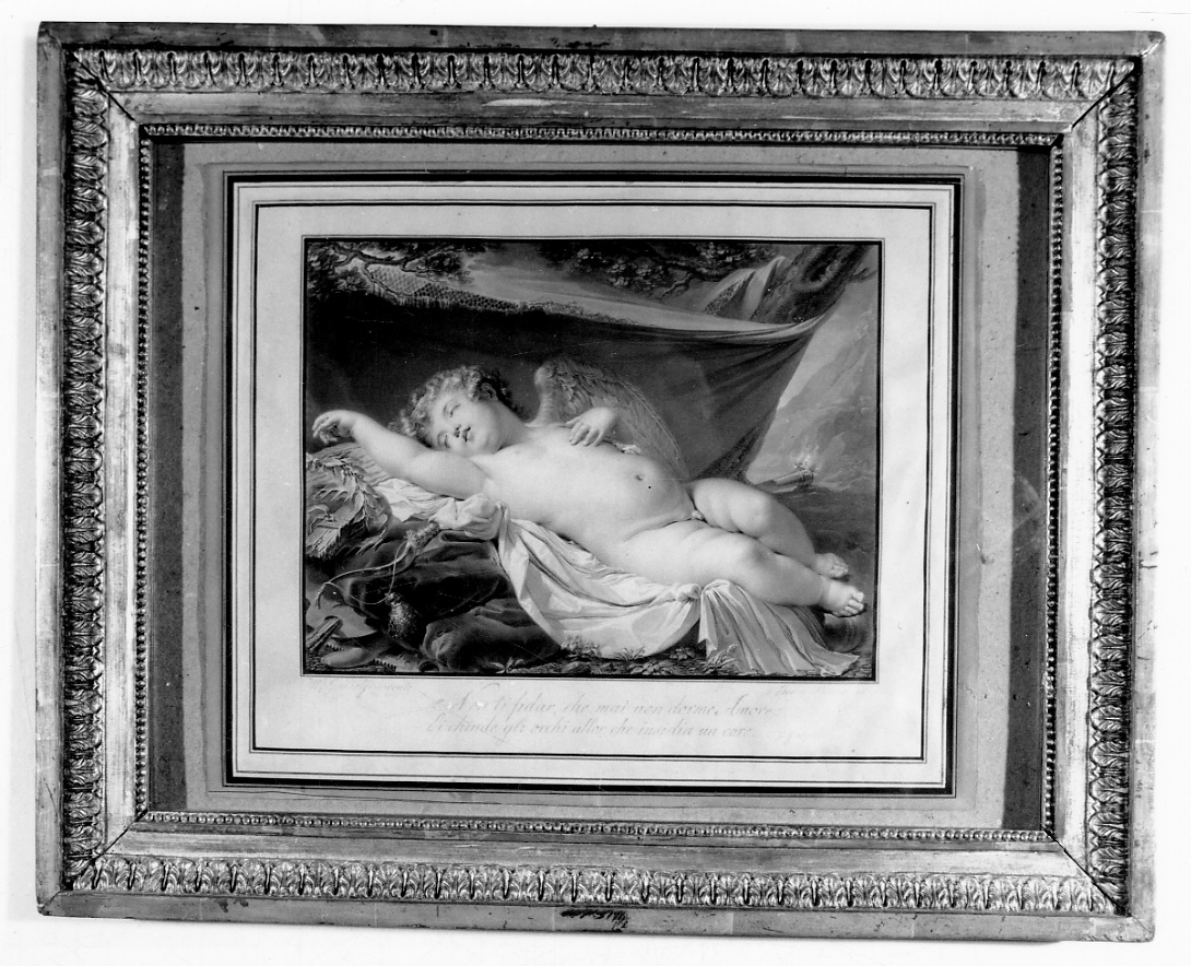 Amore dormiente (disegno, opera isolata) di Gandolfi Mauro (primo quarto sec. XIX)