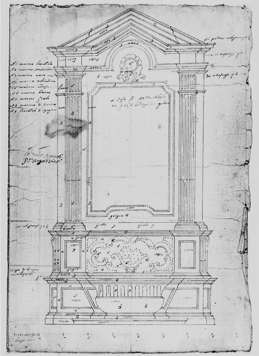 prospetto dell'altare del Crocifisso (disegno, opera isolata) di Argenti Ludovico (inizio sec. XIX)