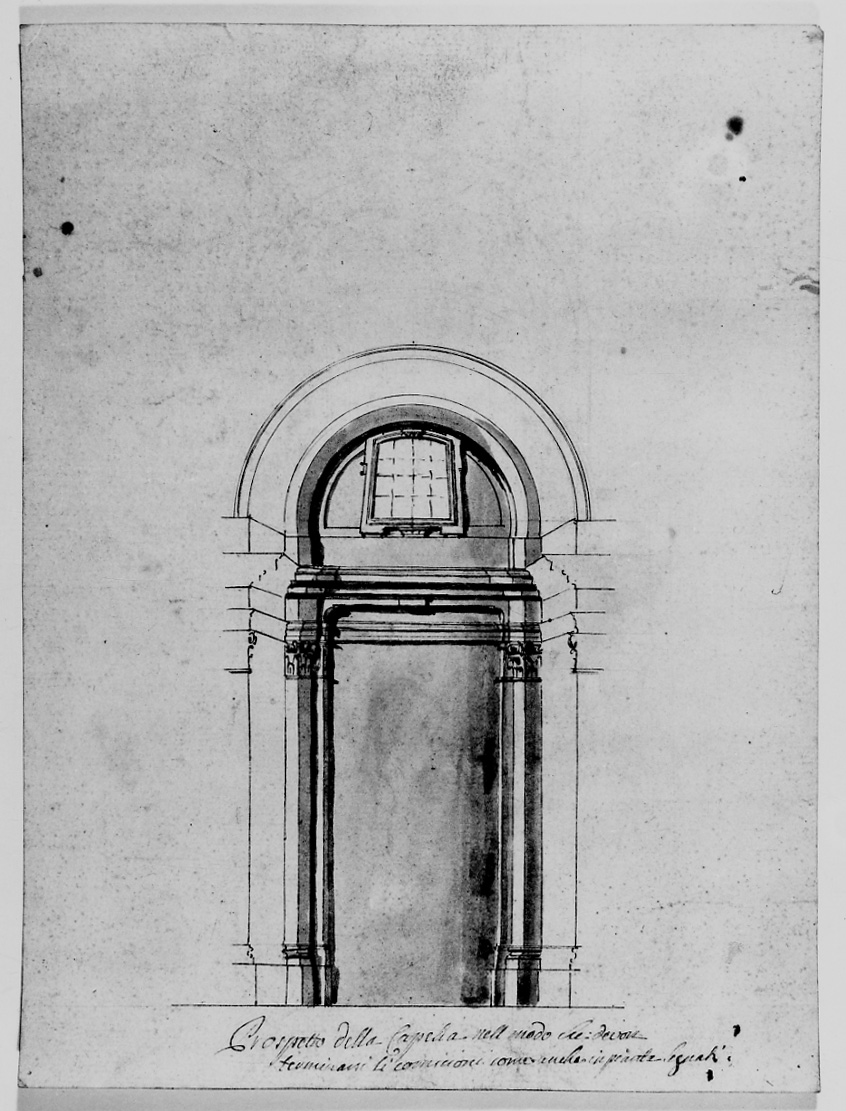 Prospetto di una cappella laterale della chiesa parrocchiale dell'Assunta, prospetto di una cappella (disegno, opera isolata) di Vittone Bernardo Antonio (seconda metà sec. XVIII)