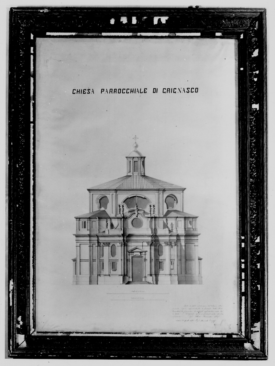 Prospetto della chiesa parrocchiale di Grignasco, prospetto di chiesa (disegno, opera isolata) di Zorzoli Marcello (fine sec. XIX)