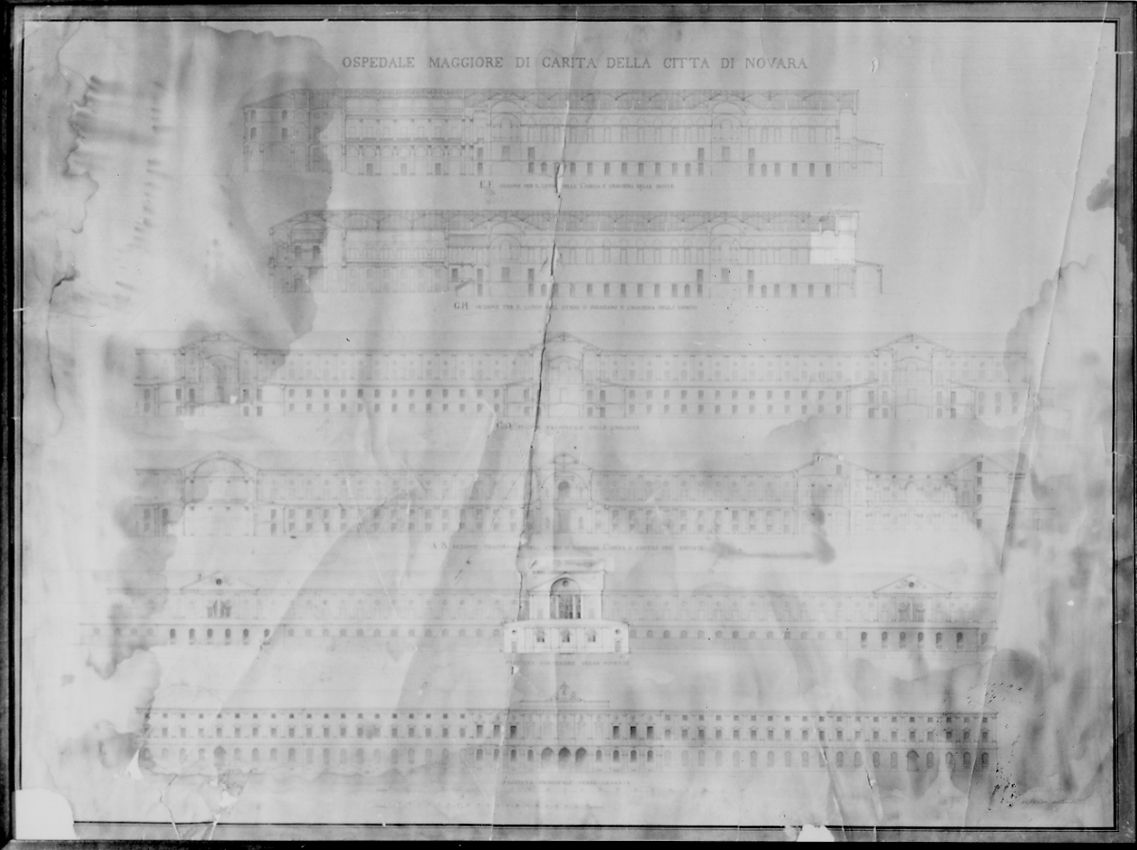 progetto di ampliamento delle strutture ospedaliere (disegno) di Antonelli Alessandro (seconda metà sec. XIX)