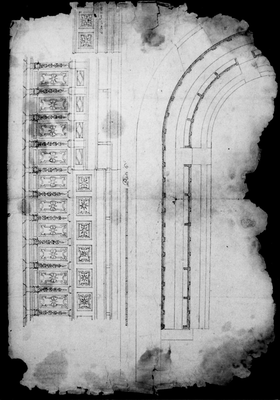 coro ligneo (disegno, opera isolata) di Cassetta Giovanni Luigi, Cerutti Pietro Paolo (inizio sec. XVIII)