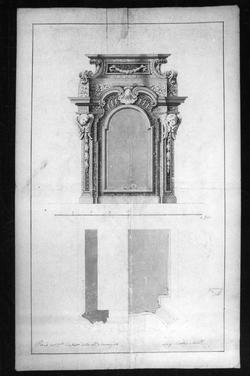 progetto di tabernacolo (disegno, opera isolata) di Barberis Luigi Michele (ultimo quarto sec. XVIII)