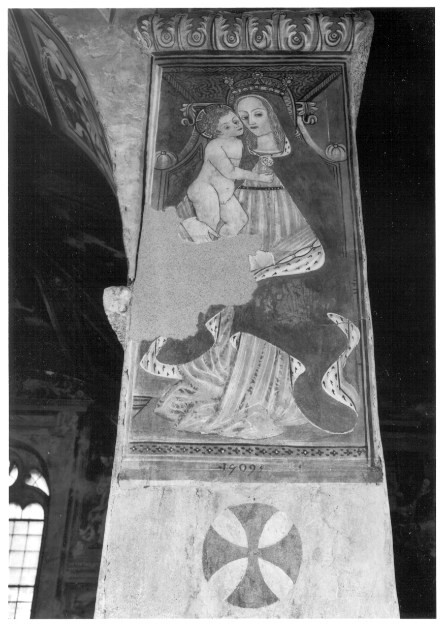 Madonna con Bambino in trono (dipinto, opera isolata) di Cagnola Francesco (maniera) (inizio sec. XVI)